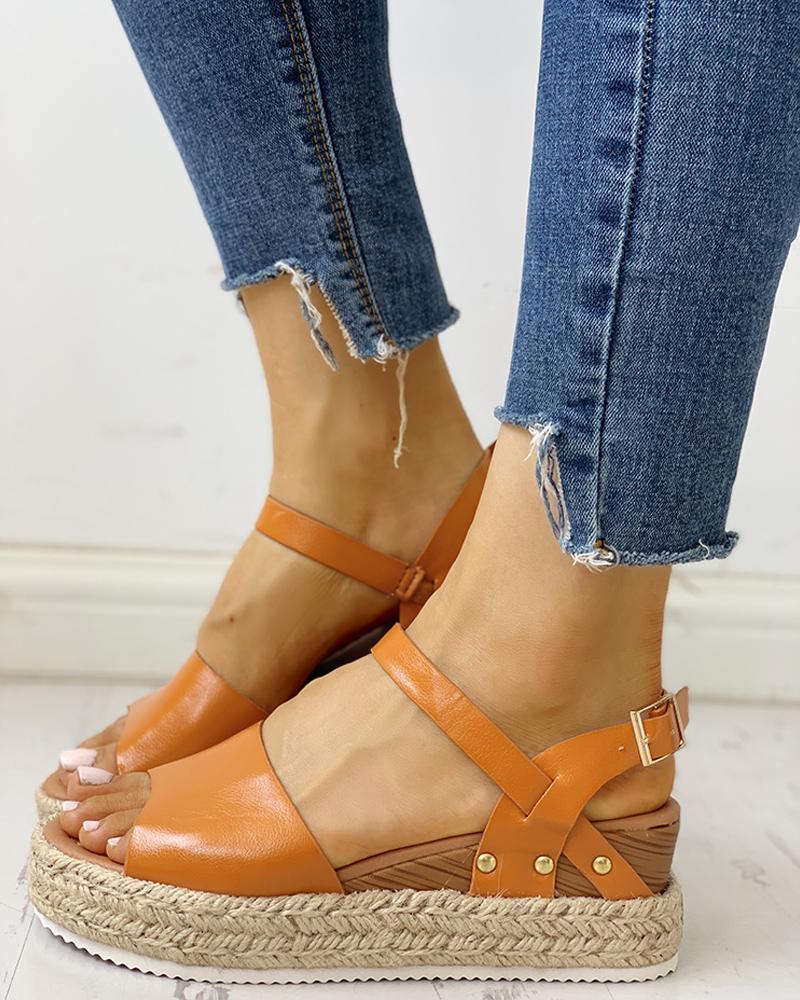 

Peep Toe Braided Espadrille Wedge Sandals, Orange