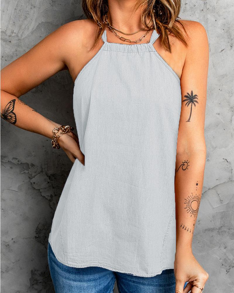 

Halter Sleeveless Casual Tank Top, White