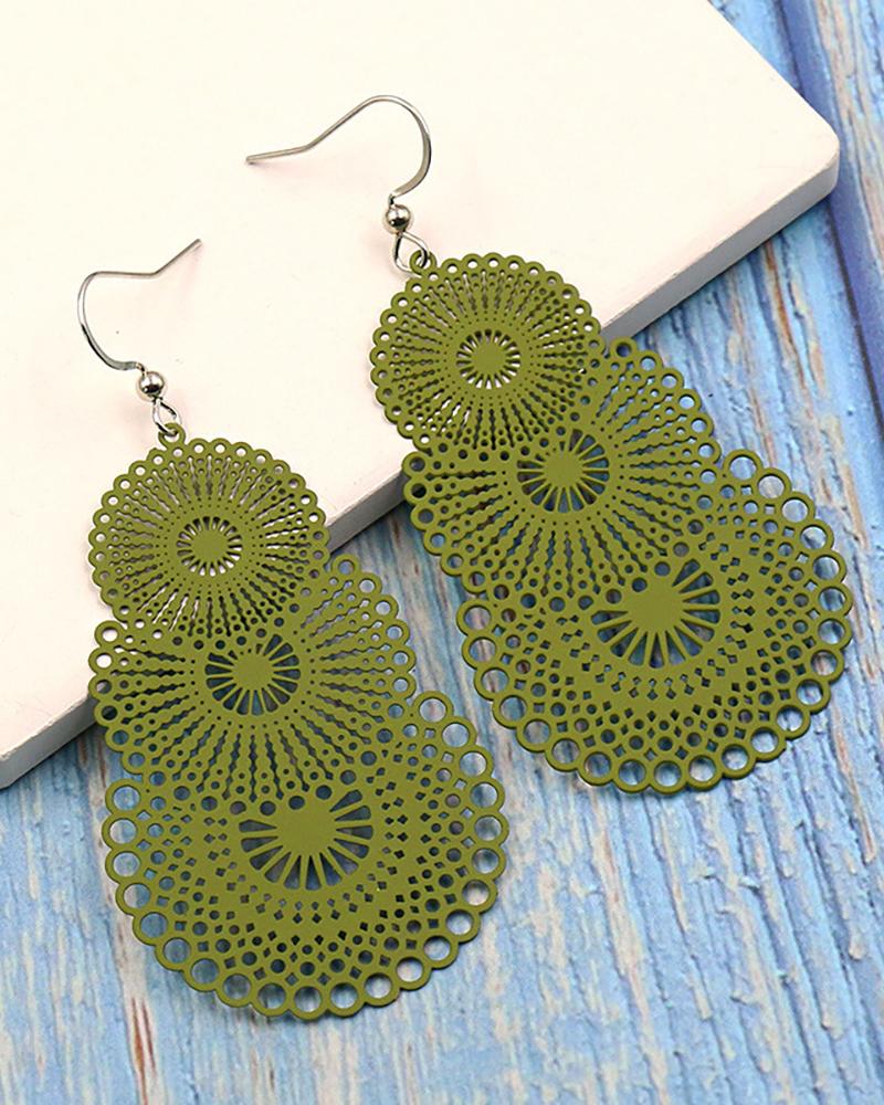 

1Pair Multiple Vintage Ethnic Dangle Drop Earrings, Green