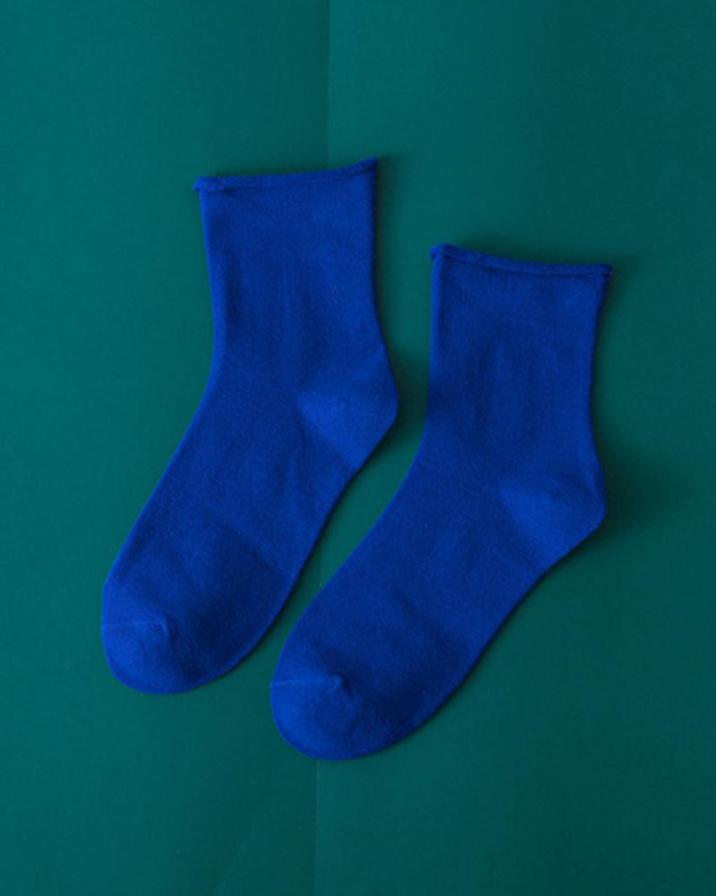 

1Pair Rolling Top Soft Socks, Blue