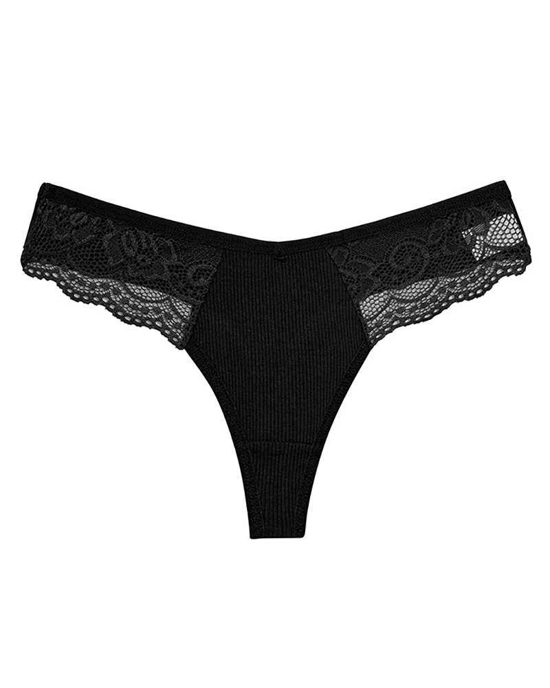 

Low Waist Underwear Breathable Comfortable Thong Panty, Black