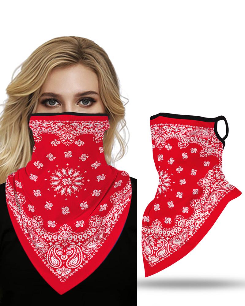 

Print Breathable Ear Loop Face Cover Windproof Motorcycling Dust Outdoors, Red