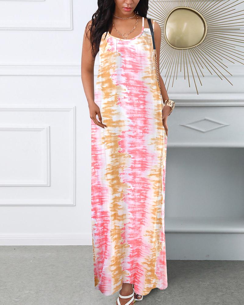 

Robe longue à imprimé tie-dye et détail noué, Multicolor