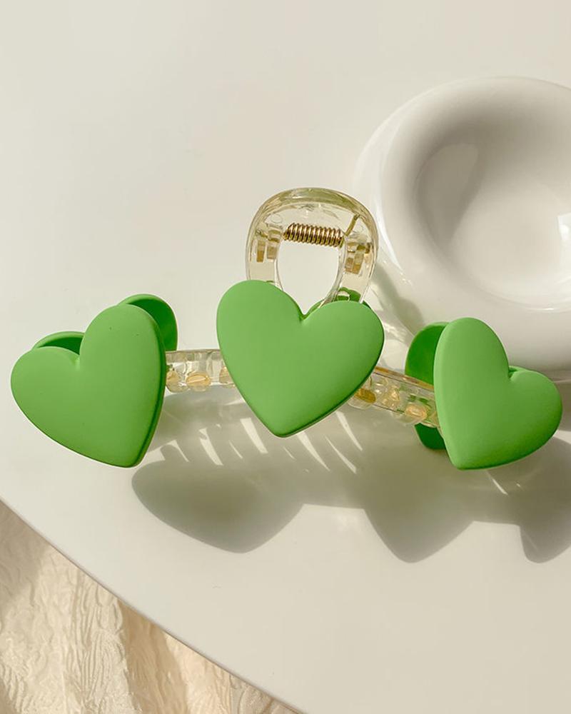 

Heart Pattern Hair Claw, Green