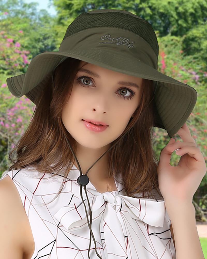

Sun Hat UPF 50+ Wide Brim Bucket Hat Windproof Fishing Hats, Green