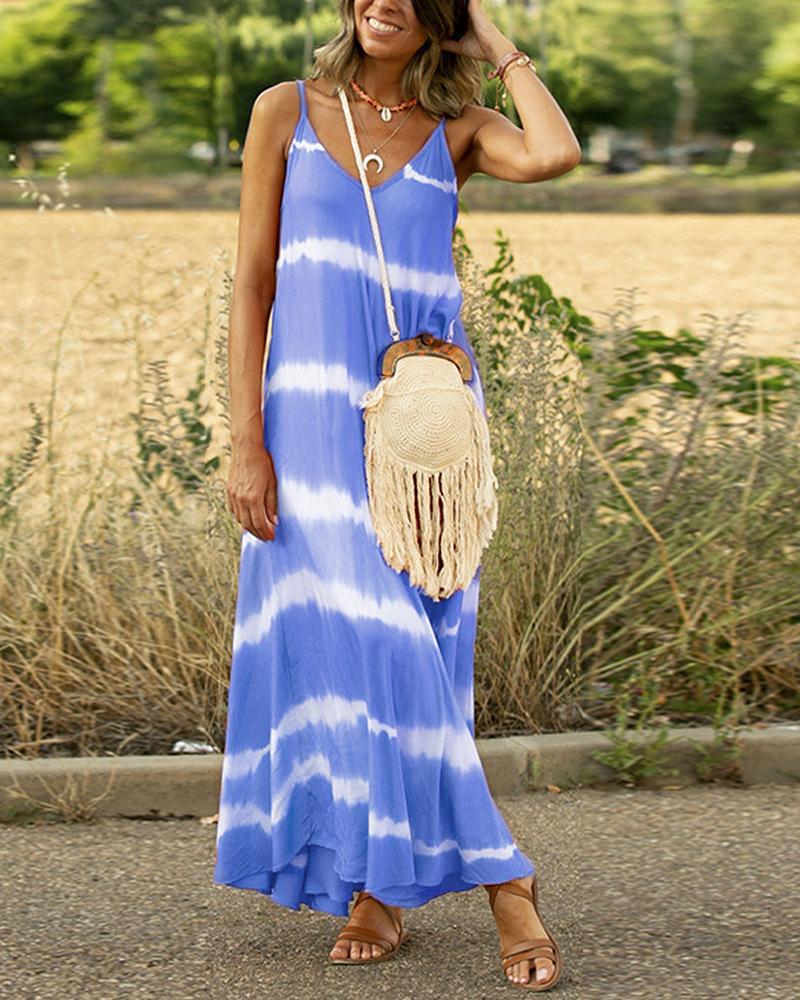 

Tie Dye Print Spaghetti Strap Casual Dress, Blue