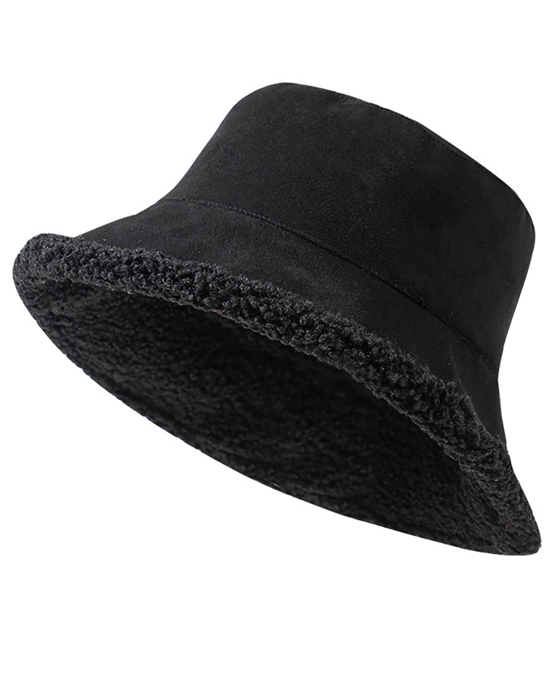 

Fluffy Suede Lined Bucket Hat, Black