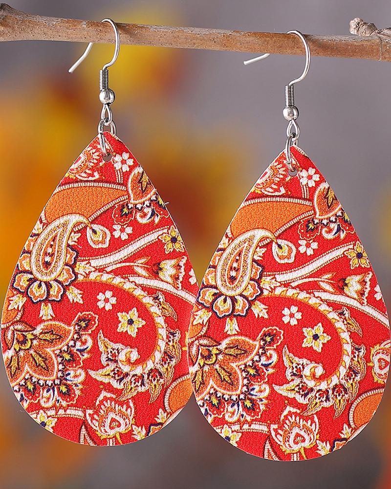 

1Pair Vintage Paisley Hook Earrings, Orange