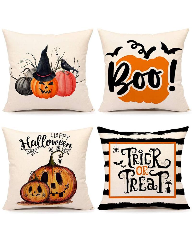 

Fall Halloween Pumpkin Pillow Covers Trick or Treat Farmhouse Home Throw Cushion Case Ornament, Style1