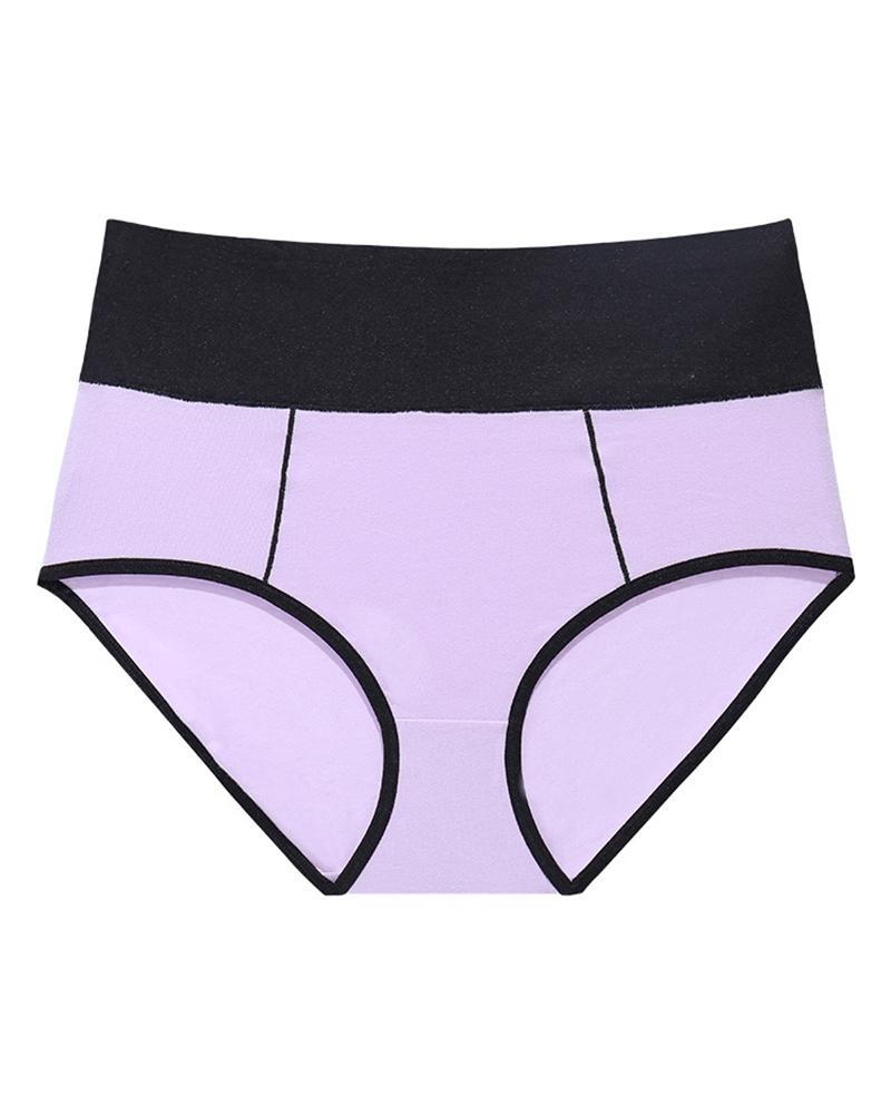 

High Waist Skinny Color Block Panties, Light purple