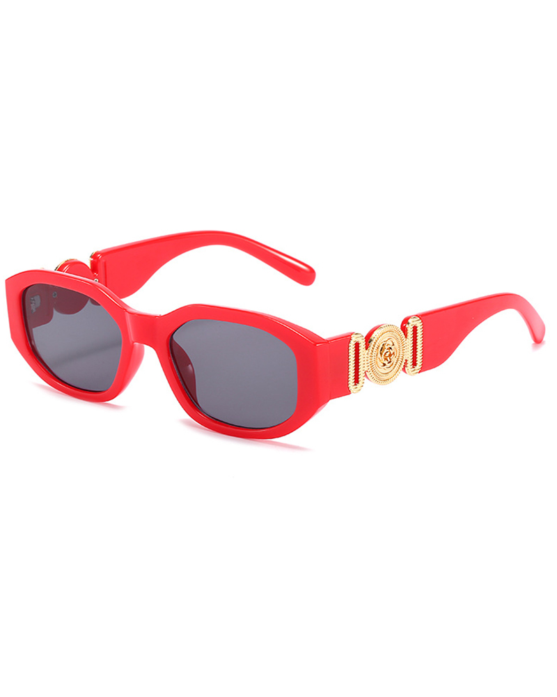 

1Pair Retro Wide Frame Square Rectangle Sunglasses, Red