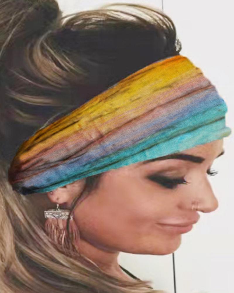 

1pc Ombre Ruched Wide Yoga Sports Headband, Multicolor