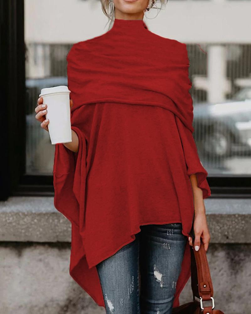 

Asymmetrical High Low Hem Top, Red