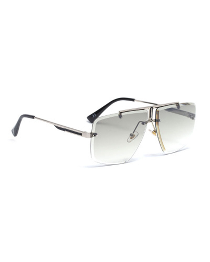 

INS Style Rimless Square Sunglasses, Silver&green