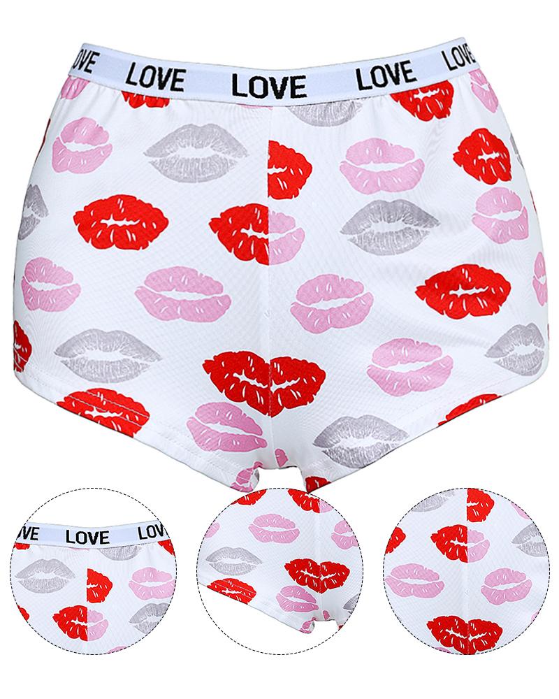

Letter Lip Print High Waist Panty, White