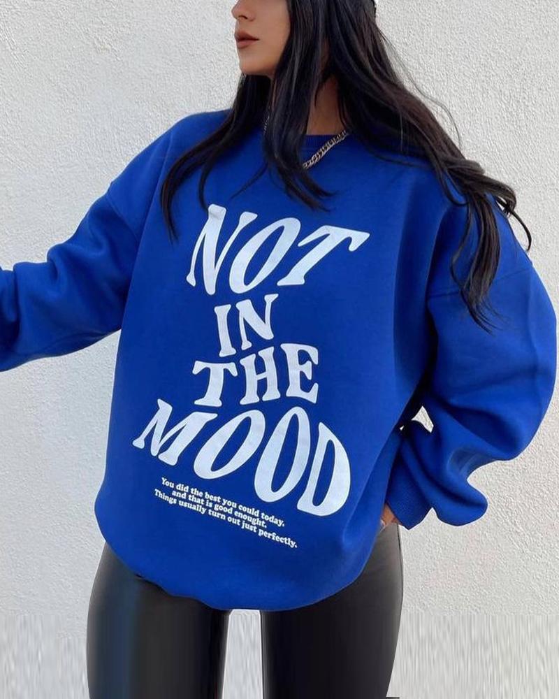 

Letter Print Drop Shoulder Sweatshirt, Blue