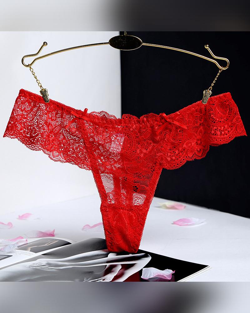 

Sexy Lace Low Waist Skinny Panties, Red
