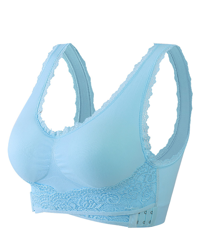 

Seamless Lift Bra With Front Cross Side Buckle, Blue