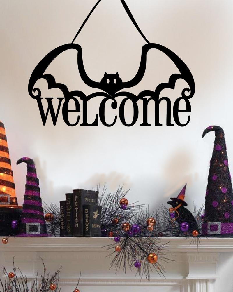 

Halloween Door Hanging Welcome Sign & Wall Signs For Home Outdoor Haunted House Happy Halloween Decoration, Style1