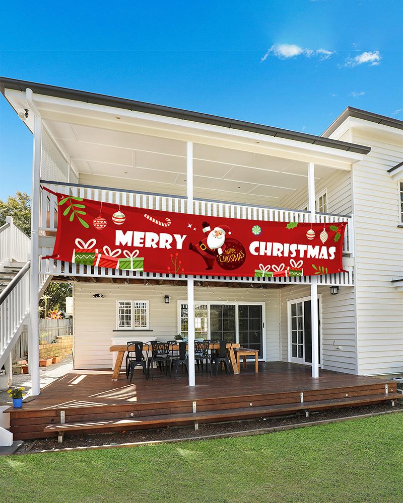 

1PC Merry Christmas Banner Xmas Home Party Holiday Bunting Banner Garland Photo Prop Outdoor Indoor Christmas Decoration, Style2