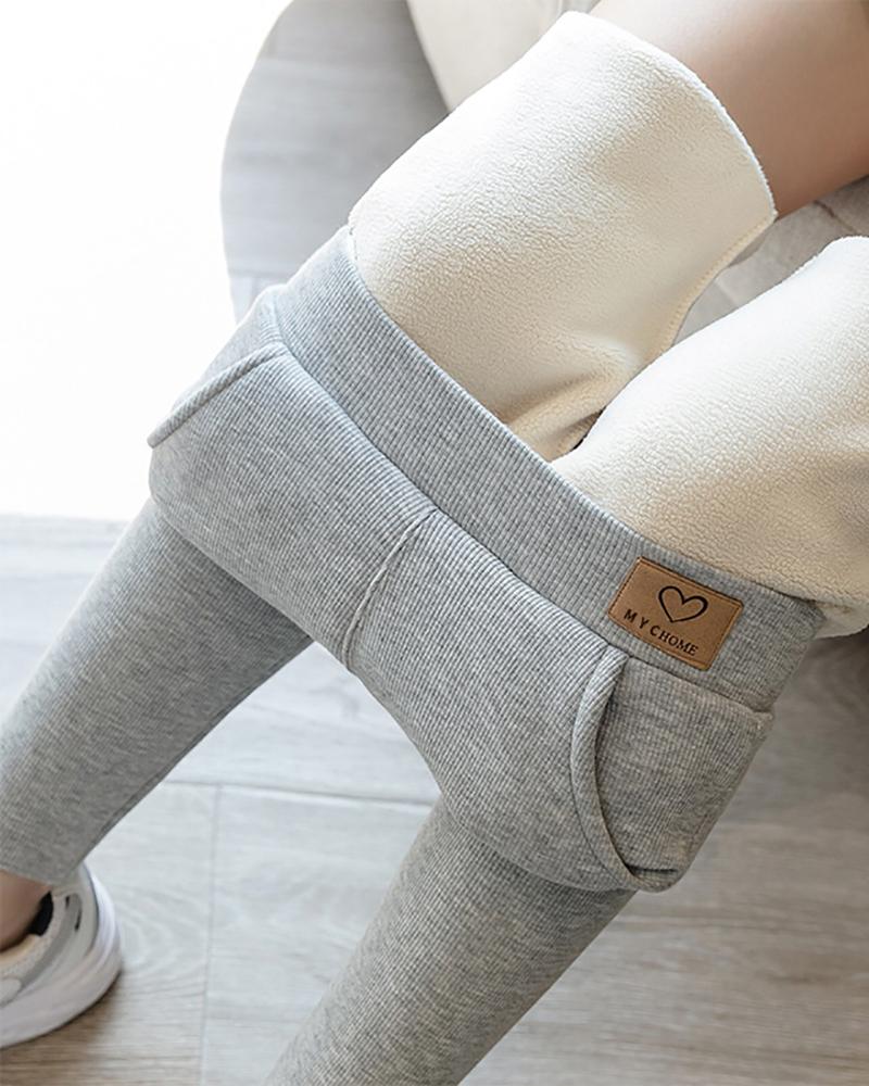 

Label Decor High Waist Thermal Lined Leggings, Light gray
