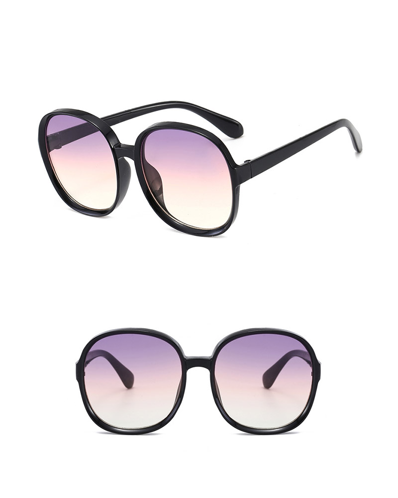 

1Pair Round Frame Oversized Ombre Lens Sunglasses, Purple