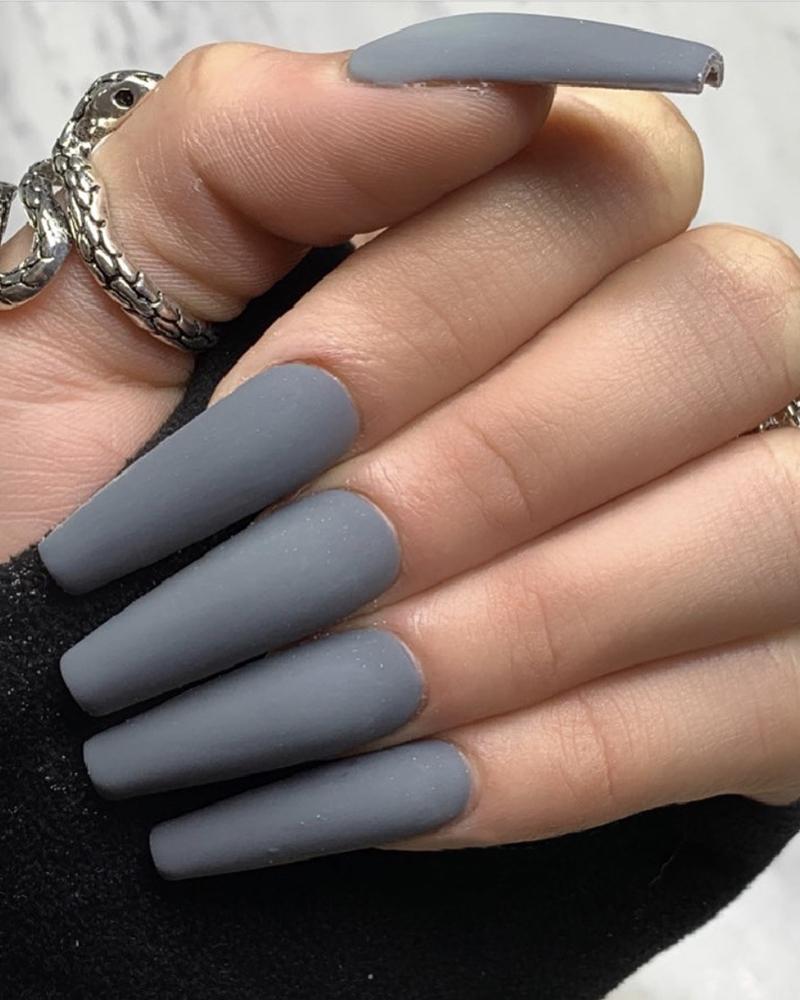 

Plain False Nail & 1PCS Nail Glue, Gray