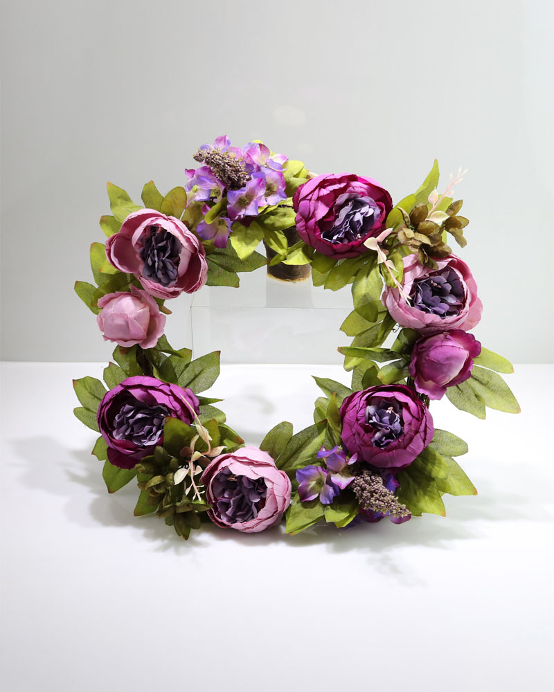 

Handmade Peony Flowers Artificial Wreath Spring Floral Wreath For Front Door Wedding Christmas Party Wall Window Decoration, Purple