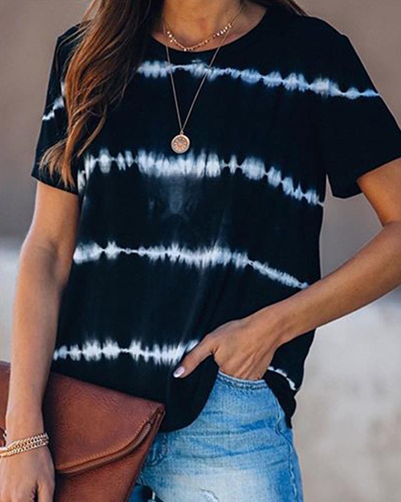 

Tie Dye Print Short Sleeve T-shirt, Black