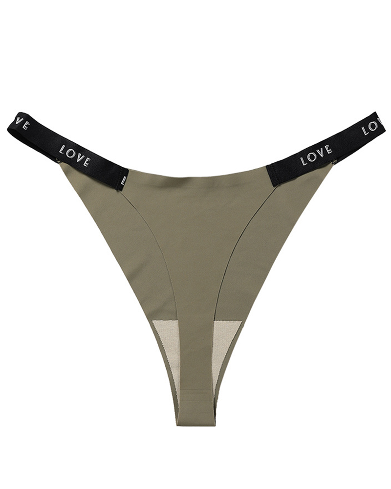 Love Letter Print Patchwork Thong Panty