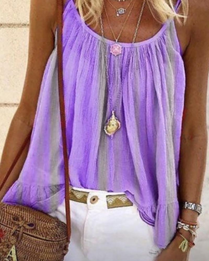 

Spaghetti Strap Colorblock Ruched Top, Purple