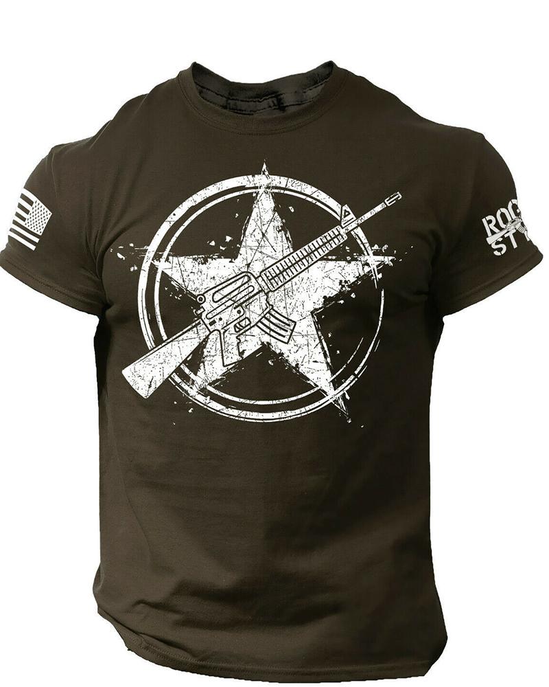 

National Flag Graphic Print Short Sleeve T-shirt, Coffee