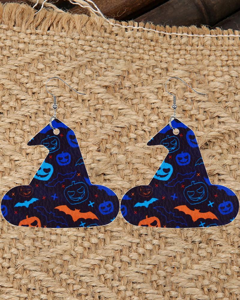 

1Pair Halloween Graphic Pumpkin Print Drop Earrings, Style4