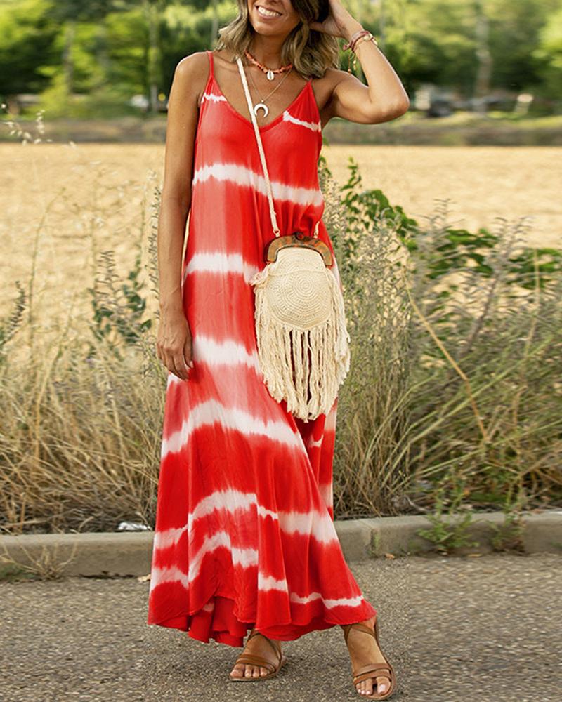 

Tie Dye Print Spaghetti Strap Casual Dress, Orange