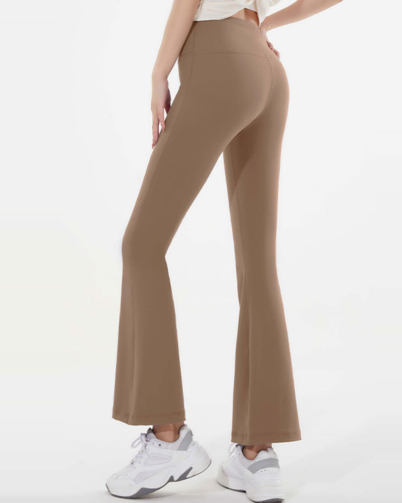 

High Waist Quick Dry Butt Lifting Workout Bootcut Yoga Pants, Khaki