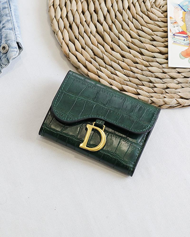

Letter Decor Credit Card Wallet, Green