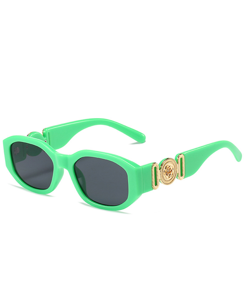 

1Pair Retro Wide Frame Square Rectangle Sunglasses, Green