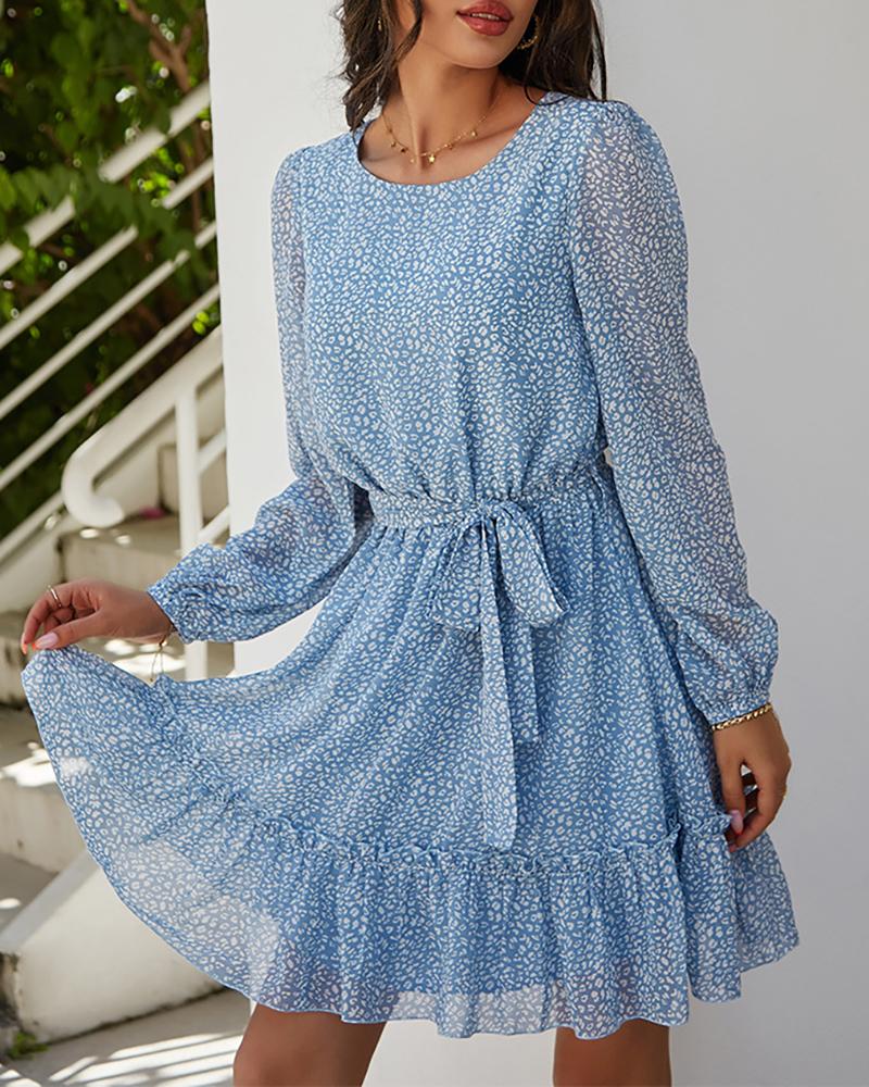 

Ditsy Floral Print Frill Hem Casual Dress, Blue