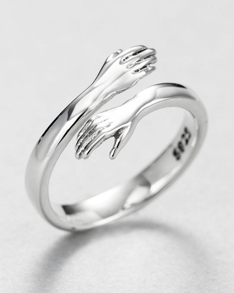 

1pc Mother's Day Hug Opening Ring, Silver