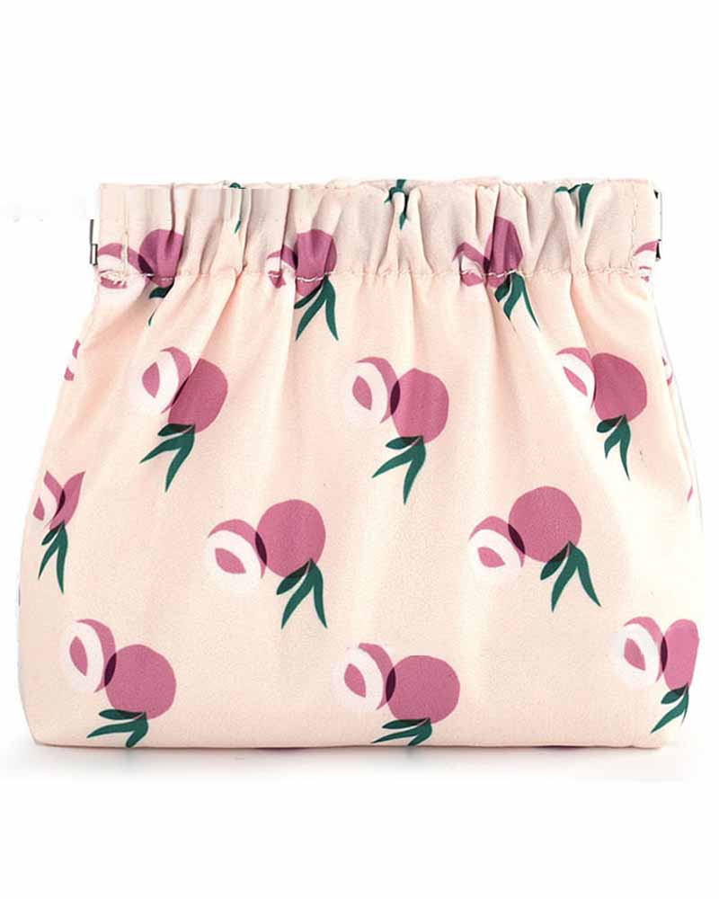 

Floral Print Elastic Coin Purse Lipstick Organizer Mini Bag, Pink