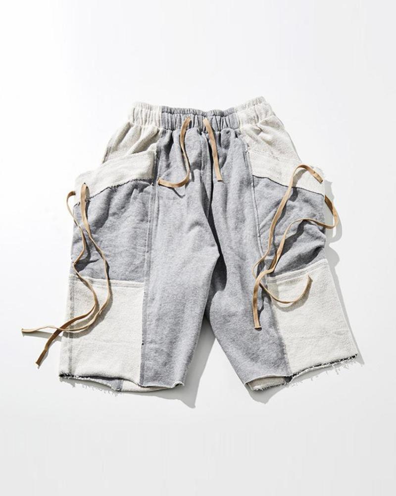 

Frayed Hem Jogger Shorts, Gray