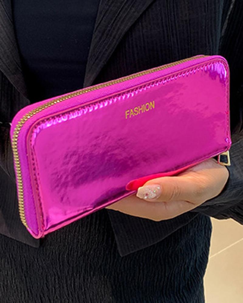 

Multifunctional Zipper Design Purse Phone Clutch Bag, Hot pink