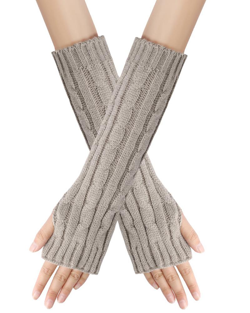 

1Pair Warm Cable Knit Fingerless Gloves, Light gray