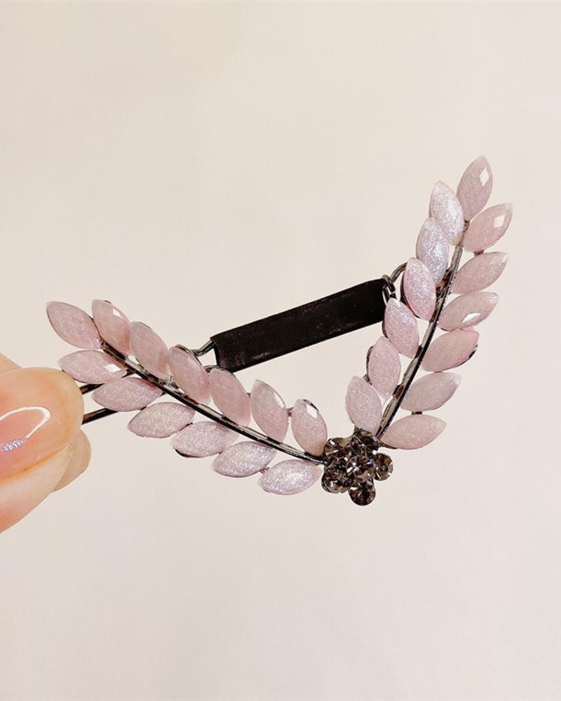 

1pc Rhinestone Wheat Leaf Shaped Hair Clip, Style4