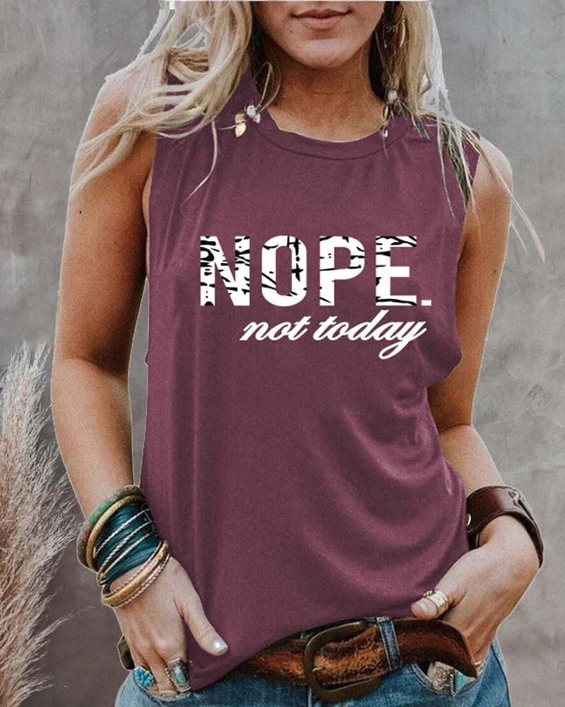 

Letter Print Casual Tank Top, Purple