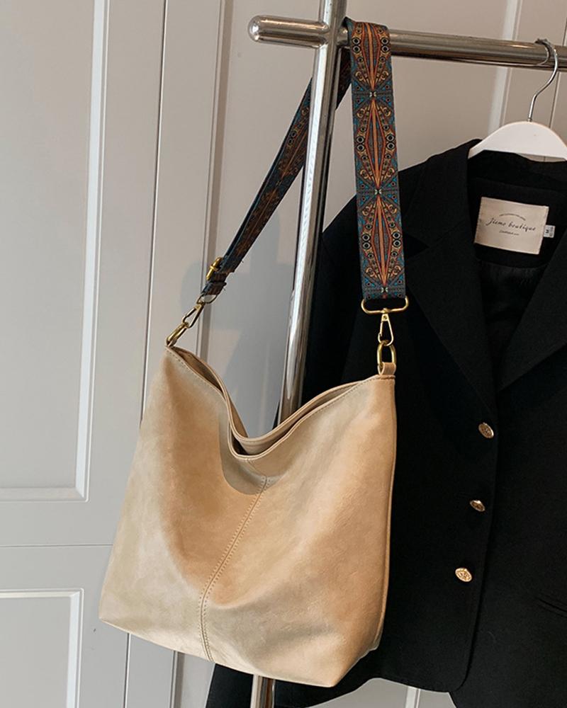 

Retro Large Capacity Shoulder Bag, Beige