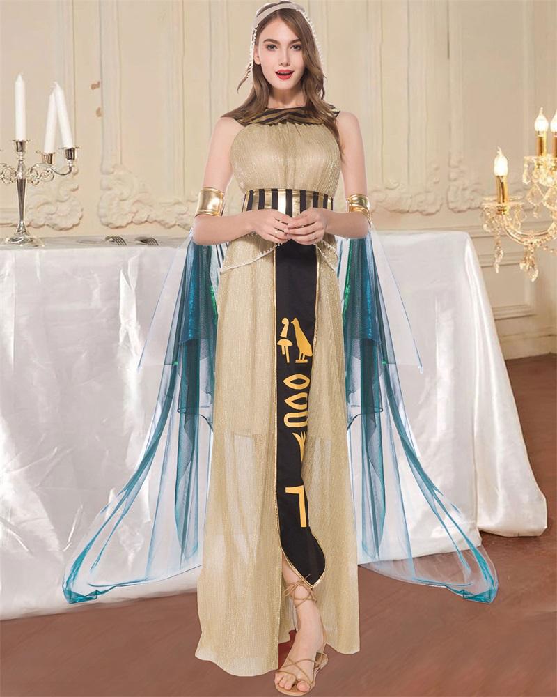 

Halloween Cleopatra Egyptian Costume Set Carnival Party Game Cosplay, Gold