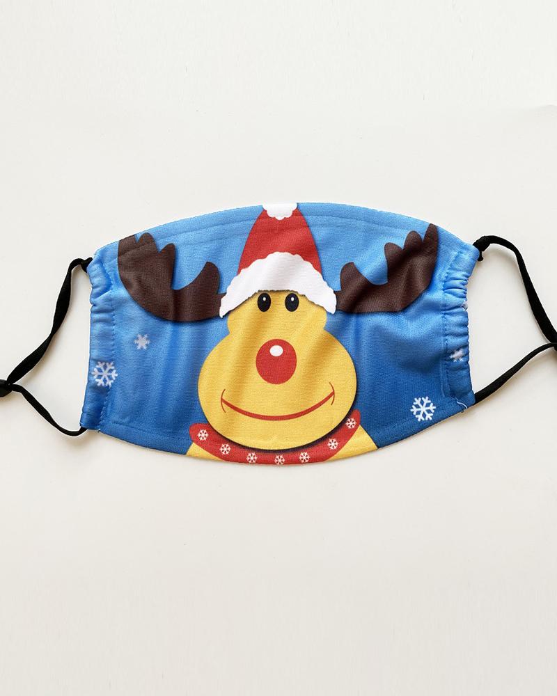 

Christmas Santa Reindder Print PM 2.5 Face Mask With Fliter For Kids, Style7