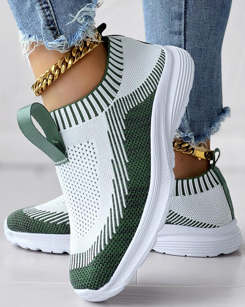 

Colorblock Slip On Knit Running Sneakers, Green