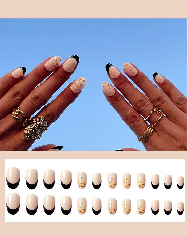 

24pcs Plants Press On Stiletto Almond Fake Nails Set With Glue, Style1